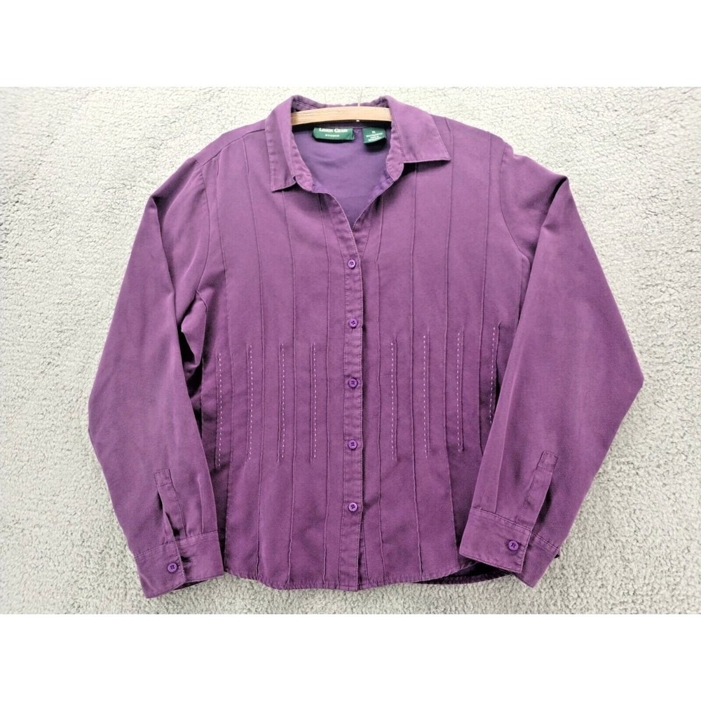 Lemon Grass Studio Top Womens XL Purple Pintuck Faux Suede Blouse‎ Shirt